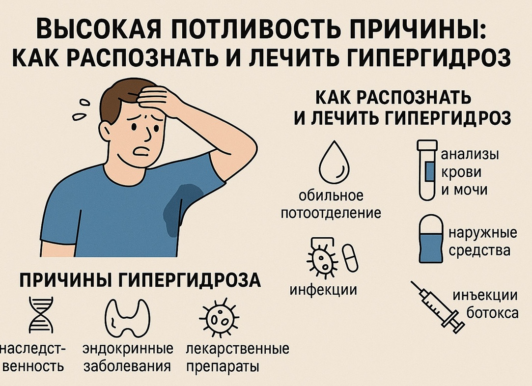 Гипергидроз: причины обильного потоотделения и как это лечить
